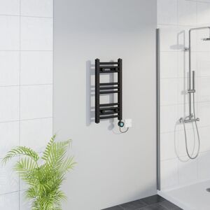 WARMEHAUS WiFi Thermostatic Curved Towel Rail Timer Black 600x300mm WARMEHAUS WiFi Thermostatic Curved Towel Rail Timer Black 600x300mm