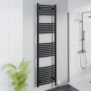Warmehaus - WiFi Thermostatic Curved Towel Rail Timer Black 1800x500mm Warmehaus - WiFi Thermostatic Curved Towel Rail Timer Black 1800x500mm