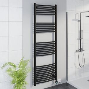WARMEHAUS WiFi Thermostatic Curved Towel Rail Timer Black 1800x600mm WARMEHAUS WiFi Thermostatic Curved Towel Rail Timer Black 1800x600mm