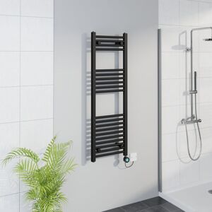 WARMEHAUS WiFi Thermostatic Straight Towel Rail Timer Black 1200x400mm WARMEHAUS WiFi Thermostatic Straight Towel Rail Timer Black 1200x400mm