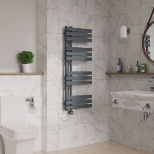 Warmehaus - Touch Screen Electric d Tube Towel Rail 1200x450mm Sand Grey Warmehaus - Touch Screen Electric d Tube Towel Rail 1200x450mm Sand Grey