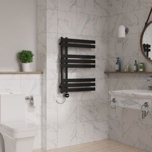Warmehaus - Touch Screen Electric d Tube Towel Rail 800x600mm Black Warmehaus - Touch Screen Electric d Tube Towel Rail 800x600mm Black