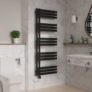 WARMEHAUS Touch Screen Electric D Tube Towel Rail 1600x600mm Black WARMEHAUS Touch Screen Electric D Tube Towel Rail 1600x600mm Black