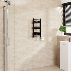 Warmehaus - Touch Screen Thermostatic Straight Towel Rail Black 600x300mm Warmehaus - Touch Screen Thermostatic Straight Towel Rail Black 600x300mm