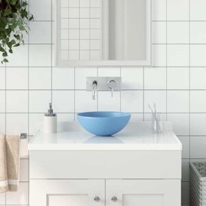 vidaXL Bathroom Sink Ceramic Light Blue Round - Bathroom Sink vidaXL Bathroom Sink Ceramic Light Blue Round - Bathroom Sink