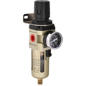 Tinor - Water Separator Pressure Reducer Compressed Air Regulator for Compressed Air Compressor, with Metal Screen, 3/8 inch Filter Tinor - Water Separator Pressure Reducer Compressed Air Regulator for Compressed Air Compressor, with Metal Screen, 3/8 inch Filter