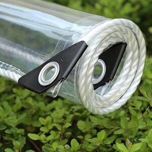 WOIYIC Waterproof PVC Plastic Tarpaulin, Transparent Tarpaulin with Eyelets, Rainproof Flower Plant Leaf Cover, 360g/m² (Size: 0.8m × 1.5m) WOIYIC Waterproof PVC Plastic Tarpaulin, Transparent Tarpaulin with Eyelets, Rainproof Flower Plant Leaf Cover, 360g/m² (Size: 0.8m × 1.5m)