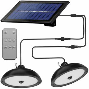 HOOPZI Waterproof solar chandelier with remote control for home, outdoor, garden, indoor lighting, white light, high brightness--Double head HOOPZI Waterproof solar chandelier with remote control for home, outdoor, garden, indoor lighting, white light, high brightness--Double head