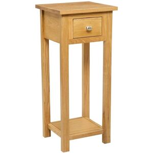 Hallowood Furniture - Waverly Oak Tall Side Table with Drawer and Shelf, Solid Wooden Small Console Table in Light Oak Finish, Lamp, Telephone, Tall Hallowood Furniture - Waverly Oak Tall Side Table with Drawer and Shelf, Solid Wooden Small Console Table in Light Oak Finish, Lamp, Telephone, Tall