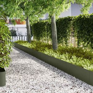 Lawn Edgings 30 pcs Olive green 100 x 0.5 x 30 cm Steel Vidaxl Lawn Edgings 30 pcs Olive green 100 x 0.5 x 30 cm Steel Vidaxl