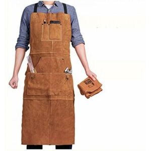 CYSLMUK Welder Apron with 6 Pockets, Flame Retardant Heat Resistant Leather Work Apron, Men's Carpenter Apron Adjustable from m to xxxl, Perfect for CYSLMUK Welder Apron with 6 Pockets, Flame Retardant Heat Resistant Leather Work Apron, Men's Carpenter Apron Adjustable from m to xxxl, Perfect for