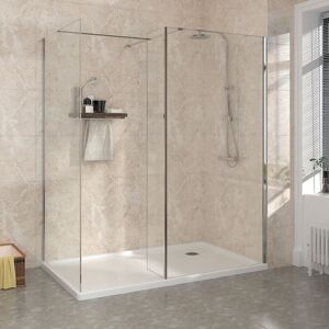 NRG - Wet Room Walk in Easy Clean Glass Screen Panel Chrome Shower Enclosure with Return Panel 800mm & 1400mm NRG - Wet Room Walk in Easy Clean Glass Screen Panel Chrome Shower Enclosure with Return Panel 800mm & 1400mm