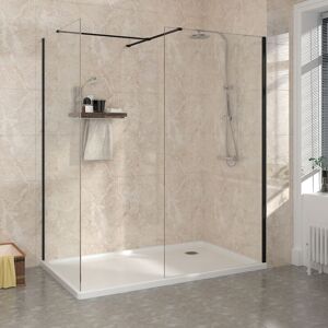 NRG - Wet Room Walk In Shower Enclosure Black Easy Clean Glass Panels 800mm & 1000mm NRG - Wet Room Walk In Shower Enclosure Black Easy Clean Glass Panels 800mm & 1000mm