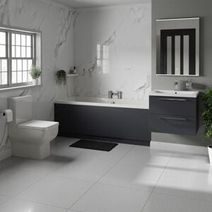 Wholesale Domestic - Addison 1800mm Straight Double Ended Bathroom Suite including Gloss Grey Vanity Unit with Polished Chrome Handles Wholesale Domestic - Addison 1800mm Straight Double Ended Bathroom Suite including Gloss Grey Vanity Unit with Polished Chrome Handles