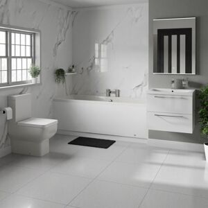 Wholesale Domestic - Addison 1800mm Straight Double Ended Bathroom Suite including Gloss White Vanity Unit with Polished Chrome Handles Wholesale Domestic - Addison 1800mm Straight Double Ended Bathroom Suite including Gloss White Vanity Unit with Polished Chrome Handles