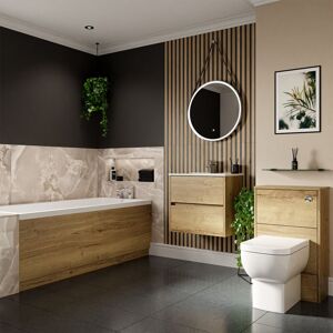 Wholesale Domestic - Ashby 1700mm x 700mm Slim Edge Straight Single Ended Bathroom Suite including Autumn Oak Furniture Set with Minimalist Basin Wholesale Domestic - Ashby 1700mm x 700mm Slim Edge Straight Single Ended Bathroom Suite including Autumn Oak Furniture Set with Minimalist Basin
