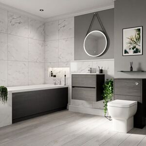 Wholesale Domestic - Ashby 1700mm x 700mm Slim Edge Straight Single Ended Bathroom Suite including Graphite Grey Furniture Set with Minimalist Basin Wholesale Domestic - Ashby 1700mm x 700mm Slim Edge Straight Single Ended Bathroom Suite including Graphite Grey Furniture Set with Minimalist Basin