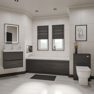 Wholesale Domestic - Barton 1700mm x 700mm Slim Edge Straight Single Ended Bathroom Suite including Graphite Grey Furniture Set with Slim Edge Basin Wholesale Domestic - Barton 1700mm x 700mm Slim Edge Straight Single Ended Bathroom Suite including Graphite Grey Furniture Set with Slim Edge Basin