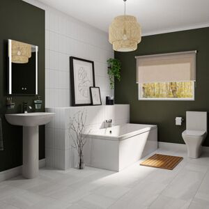 Wholesale Domestic - Camden White 545mm Basin and 1700mm Straight Double Ended Bathroom Suite Wholesale Domestic - Camden White 545mm Basin and 1700mm Straight Double Ended Bathroom Suite