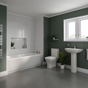 Wholesale Domestic - Darlington White 545mm Basin and 1700mm Straight Single Ended Bathroom Suite Wholesale Domestic - Darlington White 545mm Basin and 1700mm Straight Single Ended Bathroom Suite