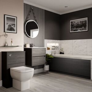 Wholesale Domestic - Dean 1700mm x 750mm Straight Single Ended Bathroom Suite including Graphite Grey Furniture Set with Minimalist Basin Wholesale Domestic - Dean 1700mm x 750mm Straight Single Ended Bathroom Suite including Graphite Grey Furniture Set with Minimalist Basin