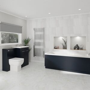 Wholesale Domestic - Denton 1700mm Slim Edge Straight Single Ended Bathroom Suite including Deep Blue Furniture Set with Polished Chrome Handles Wholesale Domestic - Denton 1700mm Slim Edge Straight Single Ended Bathroom Suite including Deep Blue Furniture Set with Polished Chrome Handles