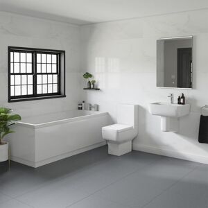 Wholesale Domestic - Denton White 550mm Basin and 1700mm Slim Edge Straight Single Ended Bathroom Suite Wholesale Domestic - Denton White 550mm Basin and 1700mm Slim Edge Straight Single Ended Bathroom Suite