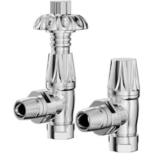 Wholesale Domestic - Dias Chrome Crocus Wheel Traditional Thermostatic Angled Radiator Valves Wholesale Domestic - Dias Chrome Crocus Wheel Traditional Thermostatic Angled Radiator Valves