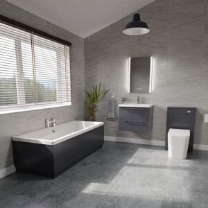 Wholesale Domestic - Finsbury 1700mm Straight Double Ended Bathroom Suite including Gloss Grey Furniture Set with Polished Chrome Handles Wholesale Domestic - Finsbury 1700mm Straight Double Ended Bathroom Suite including Gloss Grey Furniture Set with Polished Chrome Handles