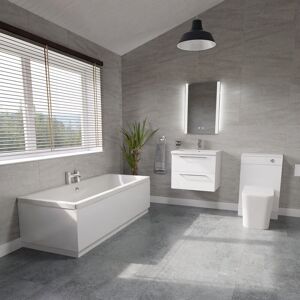 Wholesale Domestic - Finsbury 1700mm Straight Double Ended Bathroom Suite including Gloss White Furniture Set with Polished Chrome Handles Wholesale Domestic - Finsbury 1700mm Straight Double Ended Bathroom Suite including Gloss White Furniture Set with Polished Chrome Handles