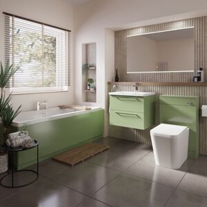 Wholesale Domestic - Finsbury 1700mm Straight Double Ended Bathroom Suite including Olive Green Furniture Set with Polished Chrome Handles Wholesale Domestic - Finsbury 1700mm Straight Double Ended Bathroom Suite including Olive Green Furniture Set with Polished Chrome Handles