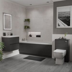 Wholesale Domestic - Kendel 1700mm x 700mm Straight Single Ended Bathroom Suite including Graphite Grey Furniture Set with Slim Edge Basin Wholesale Domestic - Kendel 1700mm x 700mm Straight Single Ended Bathroom Suite including Graphite Grey Furniture Set with Slim Edge Basin
