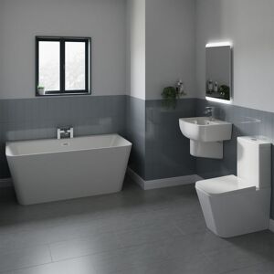 Wholesale Domestic - Knox White 530mm Basin and 1500mm Double Ended Back to Wall Freestanding Bathroom Suite Wholesale Domestic - Knox White 530mm Basin and 1500mm Double Ended Back to Wall Freestanding Bathroom Suite