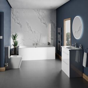 Wholesale Domestic - Preston 1800mm x 900mm Straight Double Ended Bathroom Suite including Gloss White Vanity Unit with Polished Chrome Handles Wholesale Domestic - Preston 1800mm x 900mm Straight Double Ended Bathroom Suite including Gloss White Vanity Unit with Polished Chrome Handles