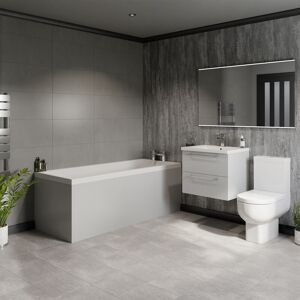 Wholesale Domestic - Quinn 1800mm Straight Single Ended Bathroom Suite including Gloss Grey Pearl Vanity Unit with Polished Chrome Handles Wholesale Domestic - Quinn 1800mm Straight Single Ended Bathroom Suite including Gloss Grey Pearl Vanity Unit with Polished Chrome Handles