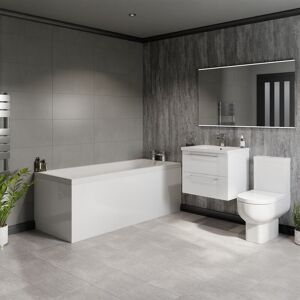 Wholesale Domestic Quinn 1800mm Straight Single Ended Bathroom Suite including Gloss White Vanity Unit with Polished Chrome Handles Wholesale Domestic Quinn 1800mm Straight Single Ended Bathroom Suite including Gloss White Vanity Unit with Polished Chrome Handles