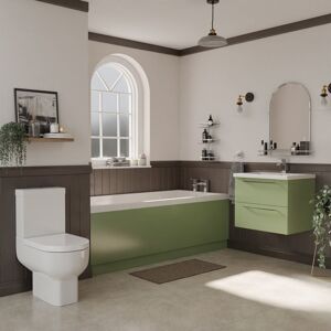 Wholesale Domestic - Quinn 1800mm Straight Single Ended Bathroom Suite including Olive Green Vanity Unit with Polished Chrome Handles Wholesale Domestic - Quinn 1800mm Straight Single Ended Bathroom Suite including Olive Green Vanity Unit with Polished Chrome Handles