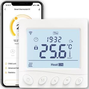 WOIYIC WiFi Smart Thermostat for Electric Floor Heating, Schedule and Remote Control without Hub, Compatible with Alexa, Google Home 16A, White WOIYIC WiFi Smart Thermostat for Electric Floor Heating, Schedule and Remote Control without Hub, Compatible with Alexa, Google Home 16A, White