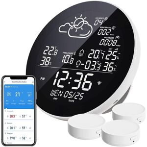 Mumu - WiFi Weather Station, wlan Wireless Indoor Outdoor Thermometer with 3 Outdoor Sensors, With lcd Screen Mumu - WiFi Weather Station, wlan Wireless Indoor Outdoor Thermometer with 3 Outdoor Sensors, With lcd Screen