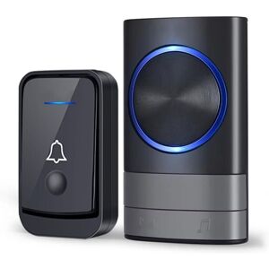 Ikodm - Wireless Doorbell, IP44 Waterproof Outdoor Doorbell Kit with Plug-in Receiver for Home and Office (Black) Ikodm - Wireless Doorbell, IP44 Waterproof Outdoor Doorbell Kit with Plug-in Receiver for Home and Office (Black)