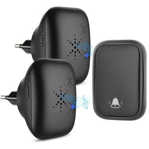 MEMKEY Wireless Outdoor Doorbell - Waterproof with 2 Receivers - IP68 Waterproof - 150m Range - 4 Volume Levels - 36 Ringtones - No Battery, Black MEMKEY Wireless Outdoor Doorbell - Waterproof with 2 Receivers - IP68 Waterproof - 150m Range - 4 Volume Levels - 36 Ringtones - No Battery, Black