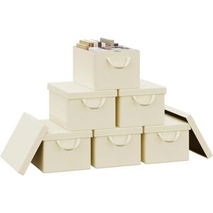 6x 27L Storage Boxes, Stackable Design Storage Chests Cream - Woltu 6x 27L Storage Boxes, Stackable Design Storage Chests Cream - Woltu