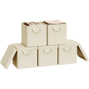 5x 20L Storage Boxes with Lids, Stackable Design Storage Chests Fabric, Cream - Woltu 5x 20L Storage Boxes with Lids, Stackable Design Storage Chests Fabric, Cream - Woltu