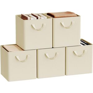 5x 33L Storage Boxes, Stackable Design Storage Chests Fabric, Cream - Woltu 5x 33L Storage Boxes, Stackable Design Storage Chests Fabric, Cream - Woltu