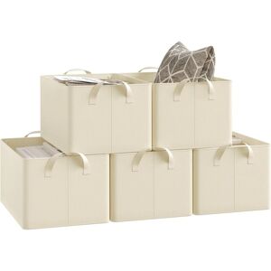 WOLTU 5x 26L Storage Boxes, Stackable Design Storage Chests Fabric, Cream WOLTU 5x 26L Storage Boxes, Stackable Design Storage Chests Fabric, Cream