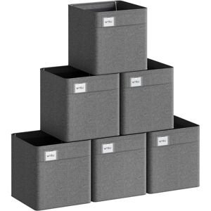 Set of 6 Foldable Storage Boxes, Fabric Containers 25L, Dark Grey - Woltu Set of 6 Foldable Storage Boxes, Fabric Containers 25L, Dark Grey - Woltu