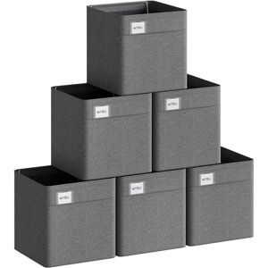 Set of 6 Foldable Storage Boxes, Fabric Containers 17L, Dark Grey - Woltu Set of 6 Foldable Storage Boxes, Fabric Containers 17L, Dark Grey - Woltu