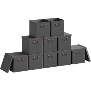 10x 20L Storage Boxes with Lids, Stackable Design Storage Chests Fabric, Grey - Woltu 10x 20L Storage Boxes with Lids, Stackable Design Storage Chests Fabric, Grey - Woltu