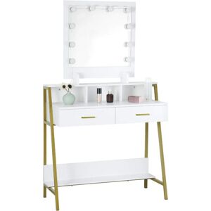 Dressing Table with led Lights Mirror. Vanity Makeup Table Set with Adjustable Brightness Mirror. with Drawers and Shelves White - Woltu Dressing Table with led Lights Mirror. Vanity Makeup Table Set with Adjustable Brightness Mirror. with Drawers and Shelves White - Woltu