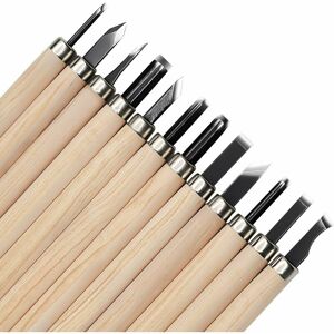 HOOPZI Wood Carving Tool Kit, Carving Detail Knife, Wood Chisels, Basic Wood Carving Tools With Flat Blade, For Wood Carving, Rubber Carving HOOPZI Wood Carving Tool Kit, Carving Detail Knife, Wood Chisels, Basic Wood Carving Tools With Flat Blade, For Wood Carving, Rubber Carving